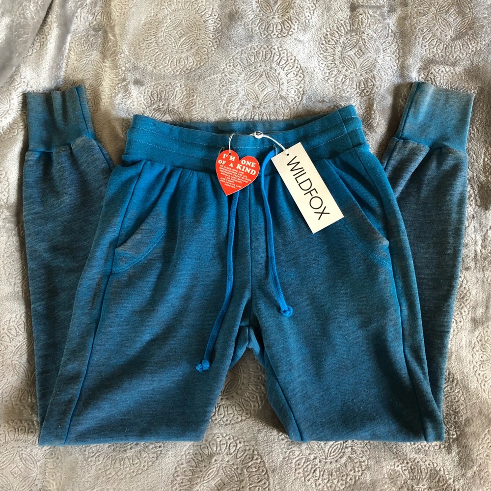 Wildfox Love Story Teal Blue Sweatpants Jogger